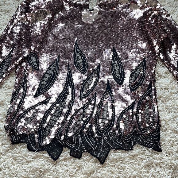 GORGEOUS 80's PINK Oleg Cassini Beaded and Sequin Top. Small 100% Silk Beautiful - Picture 10 of 16